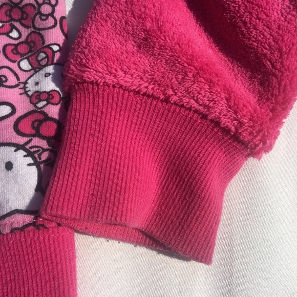 Hello Kitty Girls Fuzzy Pink Zip Hoodie Sweatshirt - Picture 10 of 12